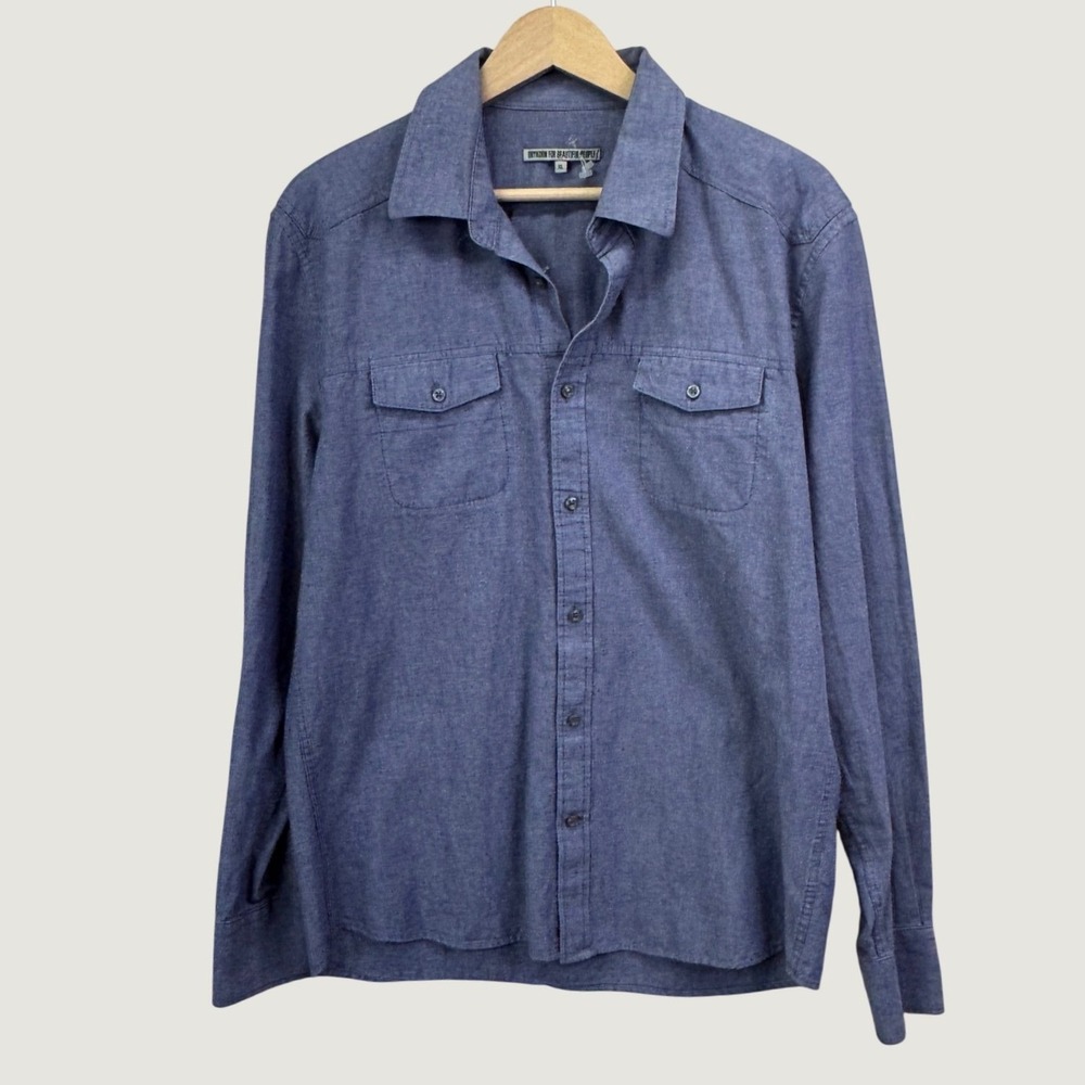 Drykorn For Beautiful People‎ Shirt XL Blue Cotton Long Sleeve Workwear Utility